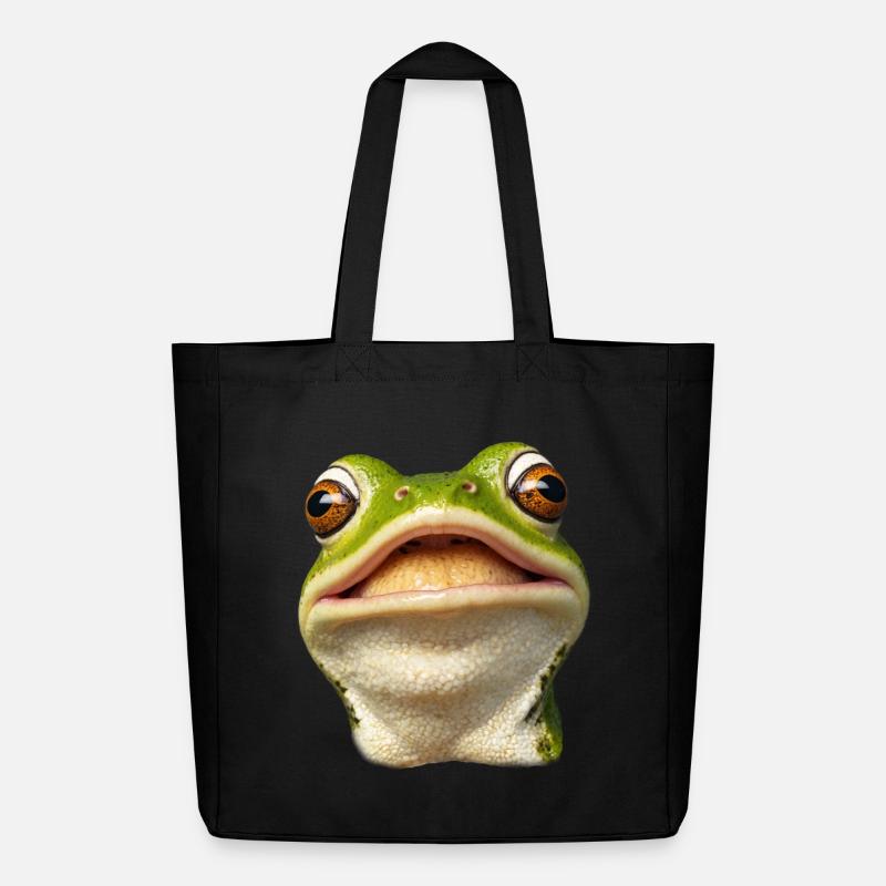 Lächelnder Frosch - Midweight recycelter Stoffbeutel von Stanley/Stella - Schwarz