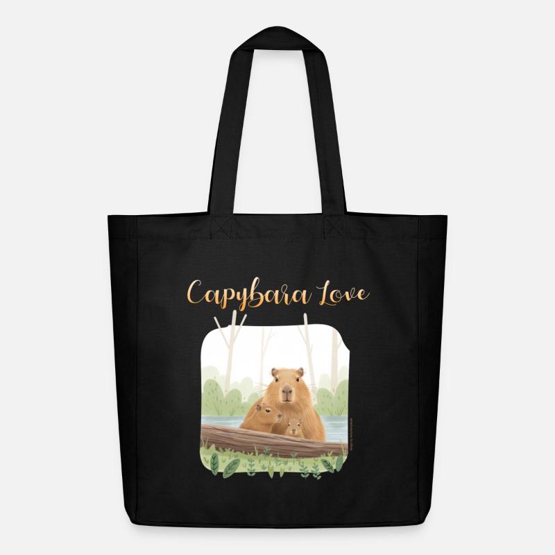 T-Shirt-Design „Capybara Love“ - Midweight recycelter Stoffbeutel von Stanley/Stella - Schwarz