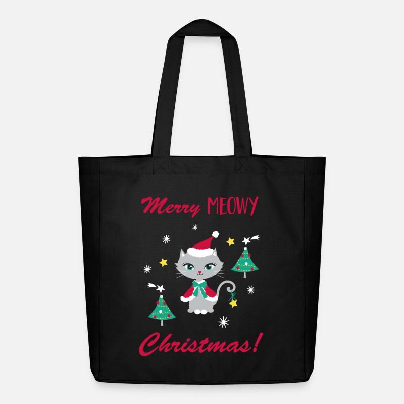 Chat de Noël ronronnant - Tote bag Stanley/Stella Midweight recyclé - noir