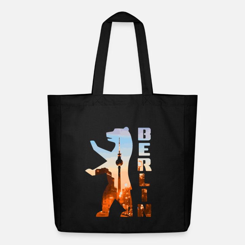 Berlin Bear Silhouette - Midweight Recycled Tote Bag by Stanley/Stella - black