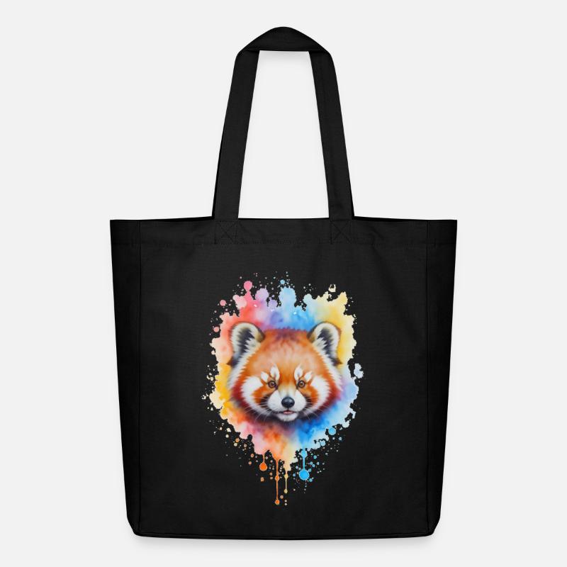 Rot Panda Aquarell Splash - Midweight recycelter Stoffbeutel von Stanley/Stella - Schwarz