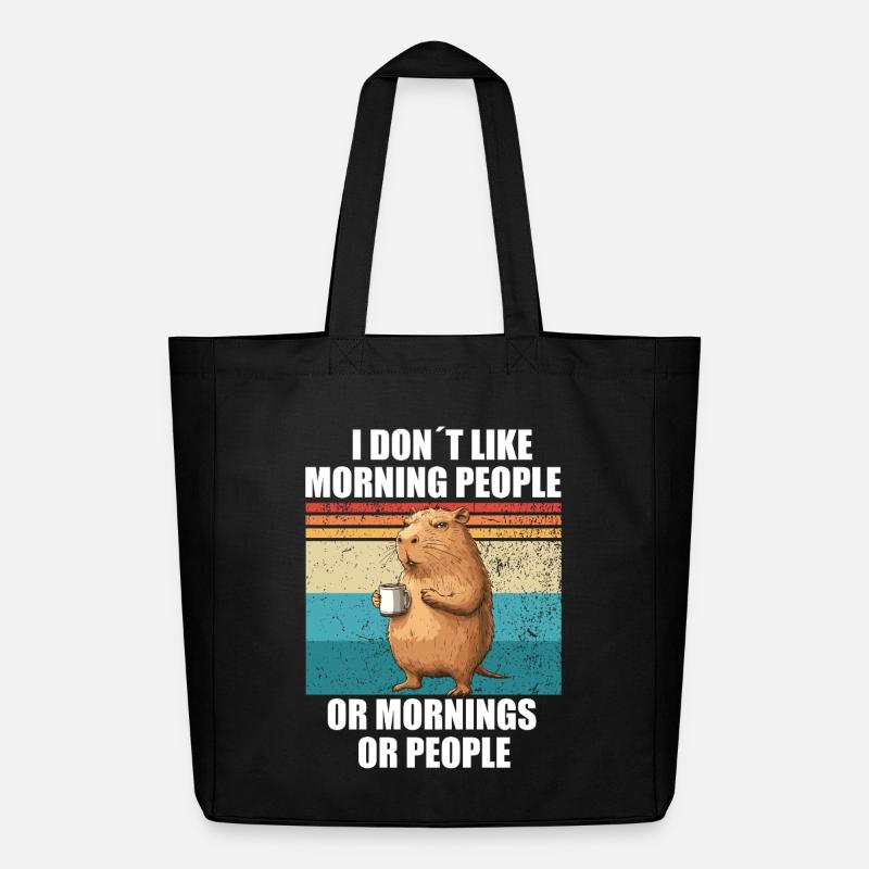 Capybara mit Kaffee I dont like Morning People - Midweight recycelter Stoffbeutel von Stanley/Stella - Schwarz