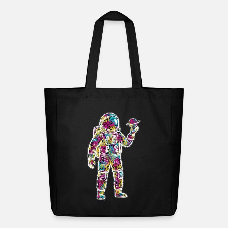 Space Astronaut Scribble Planet Scribbles - Midweight Recycled Tote Bag by Stanley/Stella - black