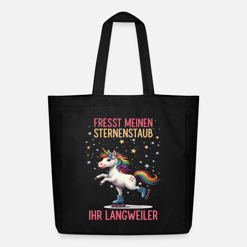 Rollschuh Einhorn - Midweight recycelter Stoffbeutel von Stanley/Stella - Schwarz