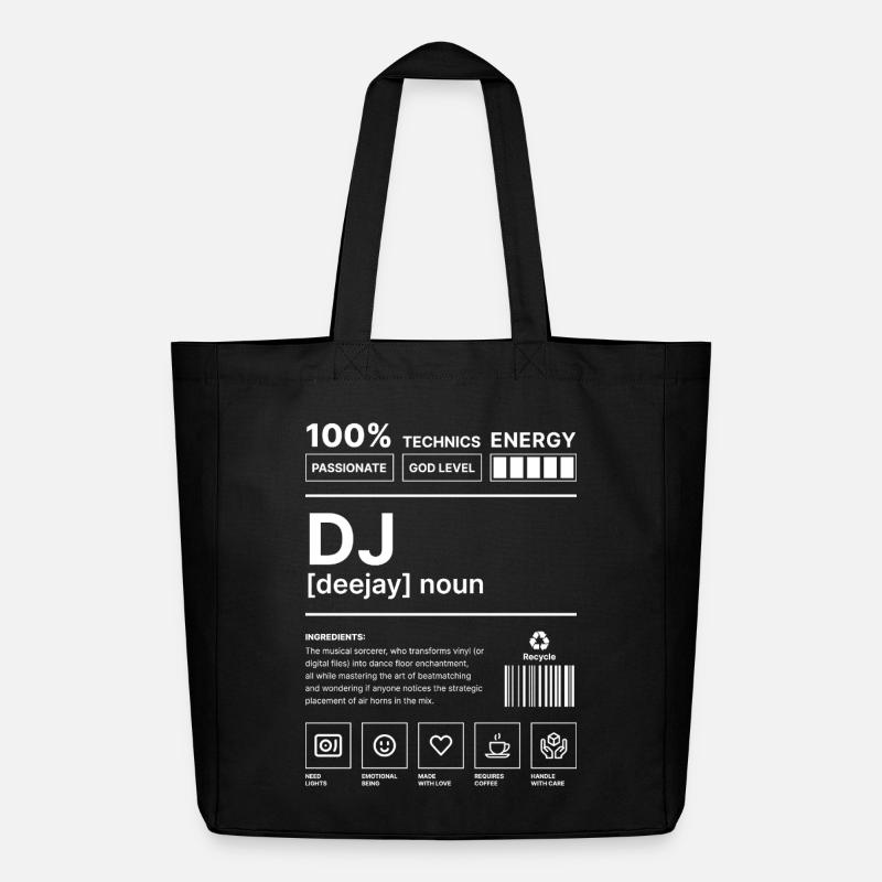 Deejay Vibes - Midweight Recycled Tote Bag by Stanley/Stella - black