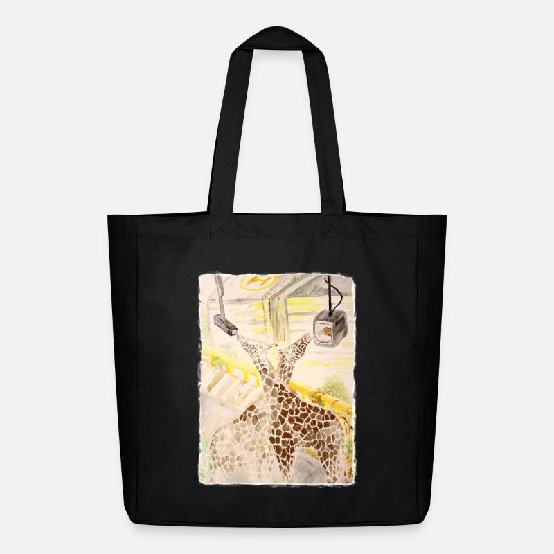 Giraffe Amid Neon Transit - Midweight Recycled Tote Bag by Stanley/Stella - black
