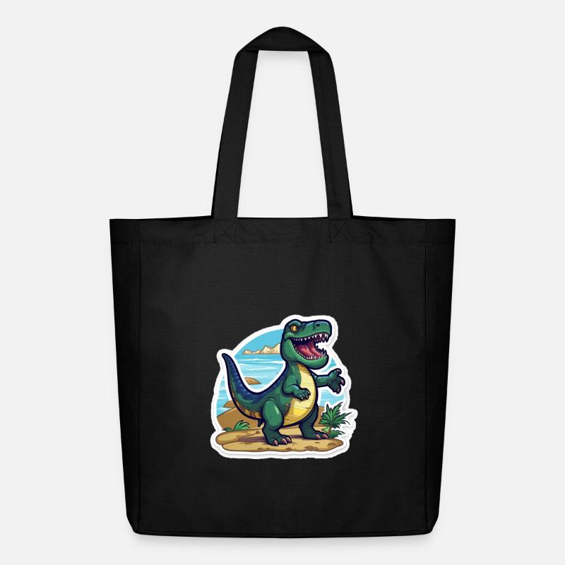 Der Trex Dino ist Unterwegs - Midweight recycelter Stoffbeutel von Stanley/Stella - Schwarz