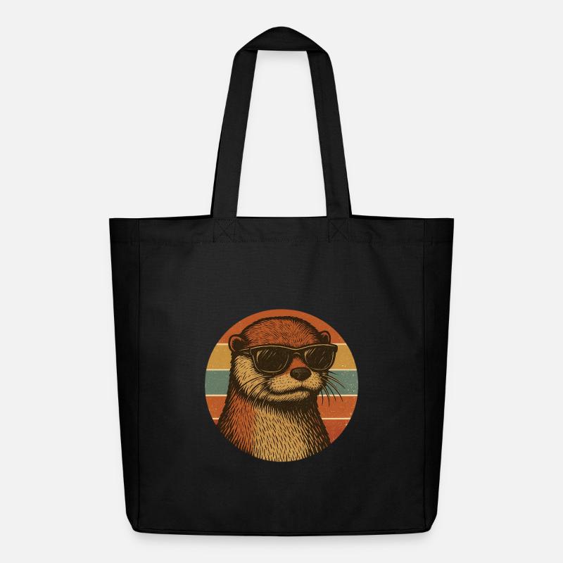 Cool Otter with Sunglasses Retro Design - Midweight recycelter Stoffbeutel von Stanley/Stella - Schwarz