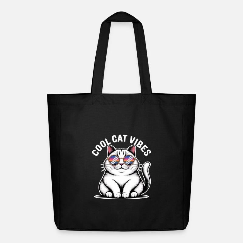 Buddy Cat mit Wave Schwimmbrille - Midweight recycelter Stoffbeutel von Stanley/Stella - Schwarz