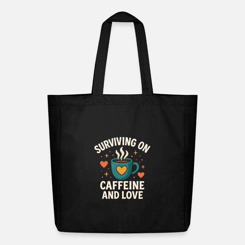 Surviving on Caffeine and Love - Midweight recycelter Stoffbeutel von Stanley/Stella - Schwarz