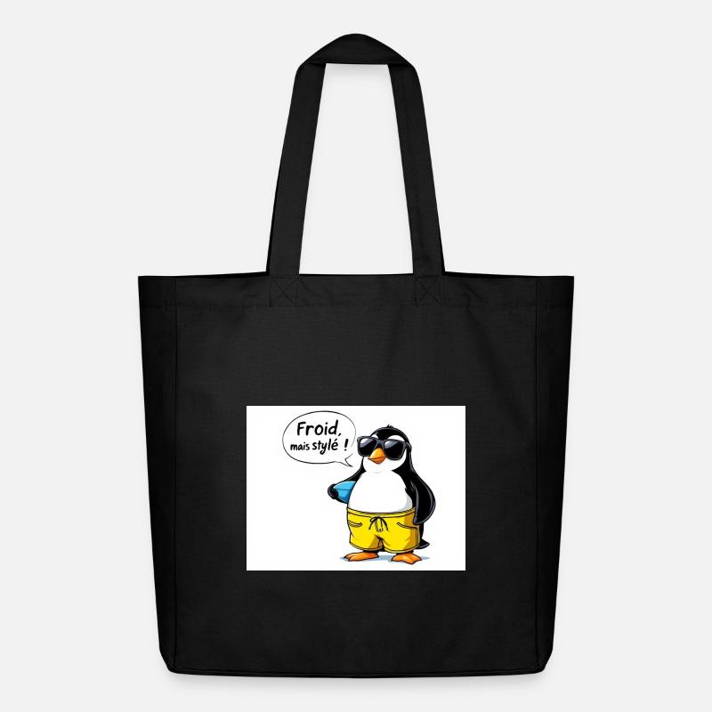 Manchon de pingouin stylé avec lunettes - Tote bag Stanley/Stella Midweight recyclé - noir
