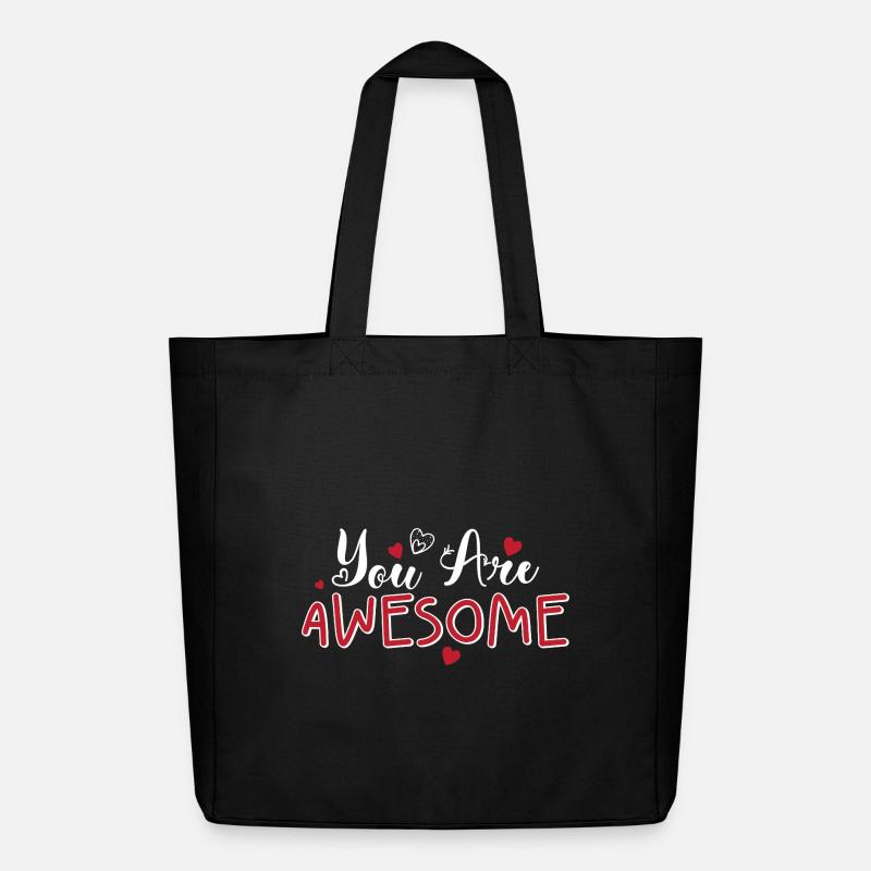 You Are Awesome Hearts Skript - Midweight recycelter Stoffbeutel von Stanley/Stella - Schwarz