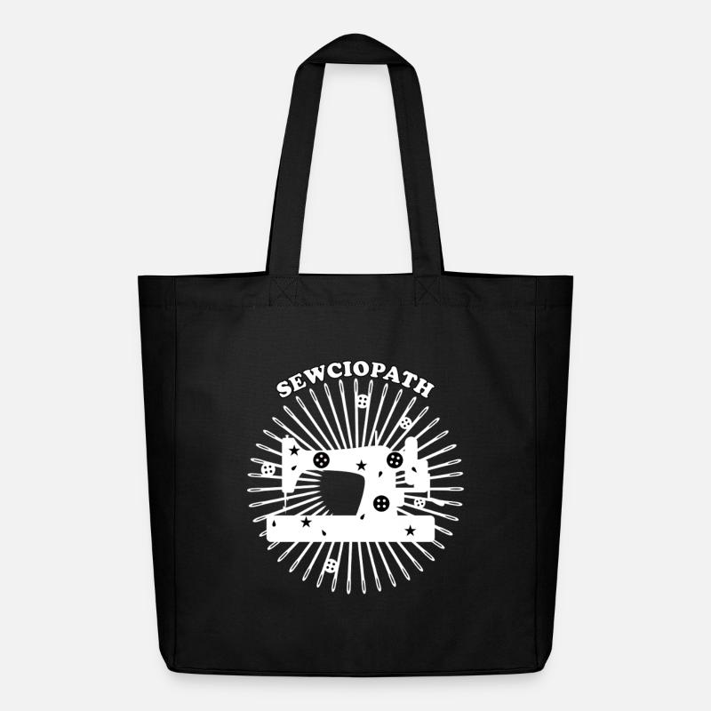Sewing Machine Design - White - Midweight Recycled Tote Bag by Stanley/Stella - black