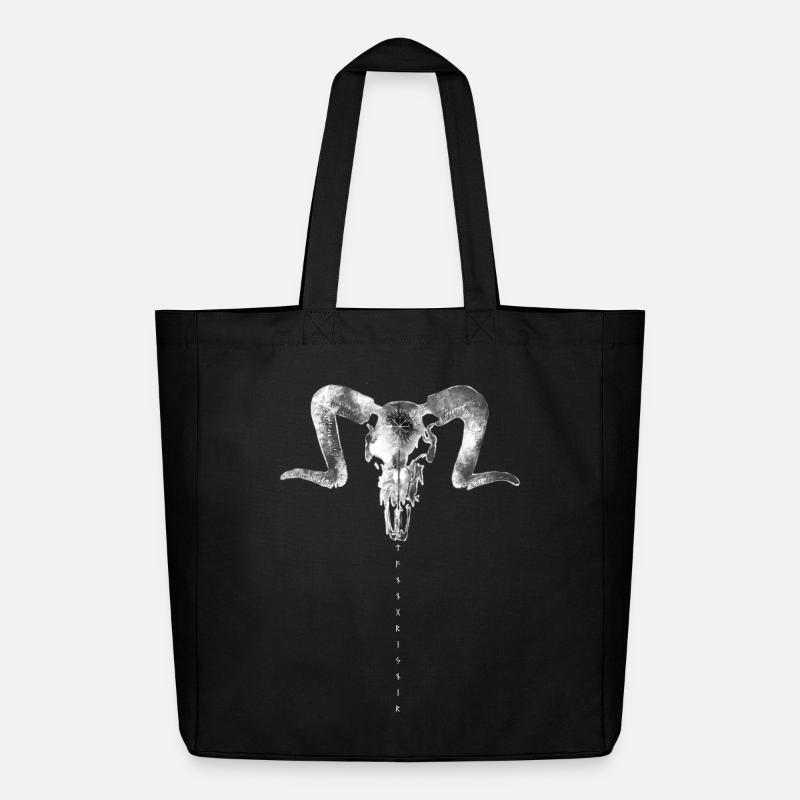 Ram Skull Mystische Symbolik - Midweight recycelter Stoffbeutel von Stanley/Stella - Schwarz