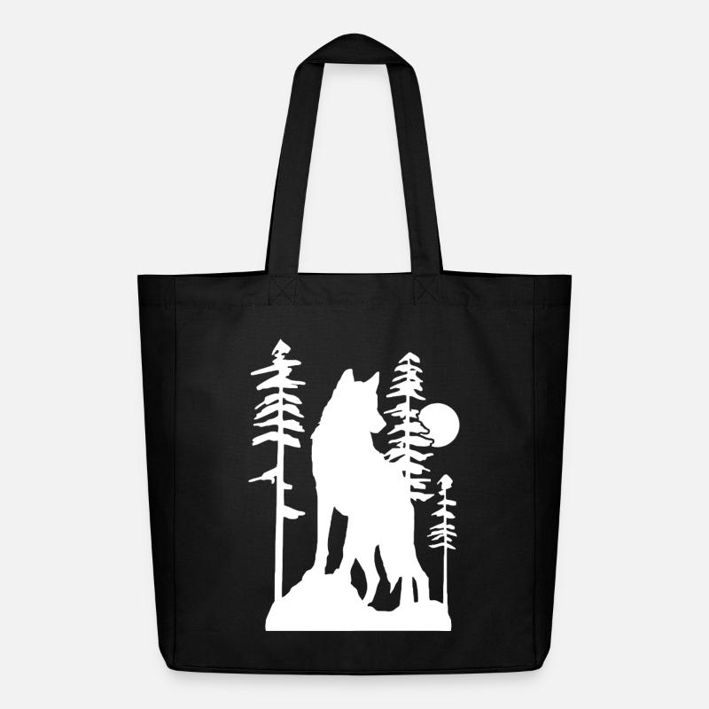 Mystischer Wolf, der bei Vollmond heult - Midweight recycelter Stoffbeutel von Stanley/Stella - Schwarz