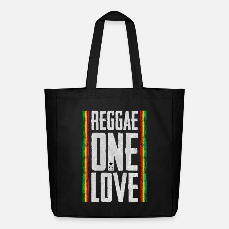 Reggae Liebe Design mit Fahne - Midweight recycelter Stoffbeutel von Stanley/Stella - Schwarz