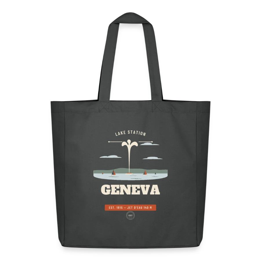 Geneva badge on a midweight recycled tote bag by stanley/stella, anthracite