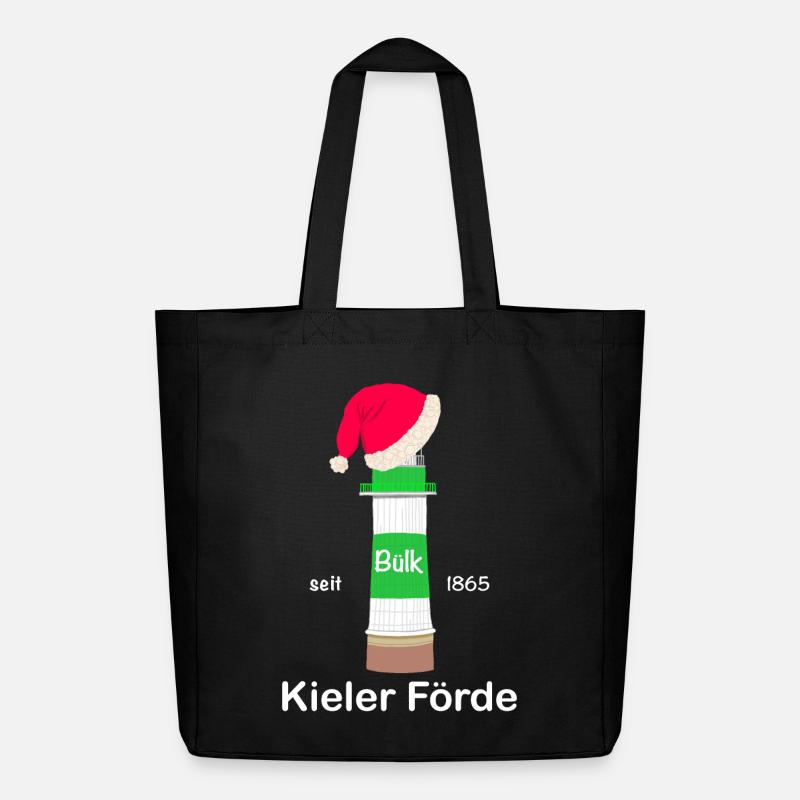 Weihnachten, Leuchtturm Bülk, Kieler Förde, Ostsee - Midweight recycelter Stoffbeutel von Stanley/Stella - Schwarz