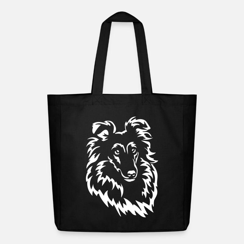 Sheltie Kopf "Black Edition" - Midweight recycelter Stoffbeutel von Stanley/Stella - Schwarz