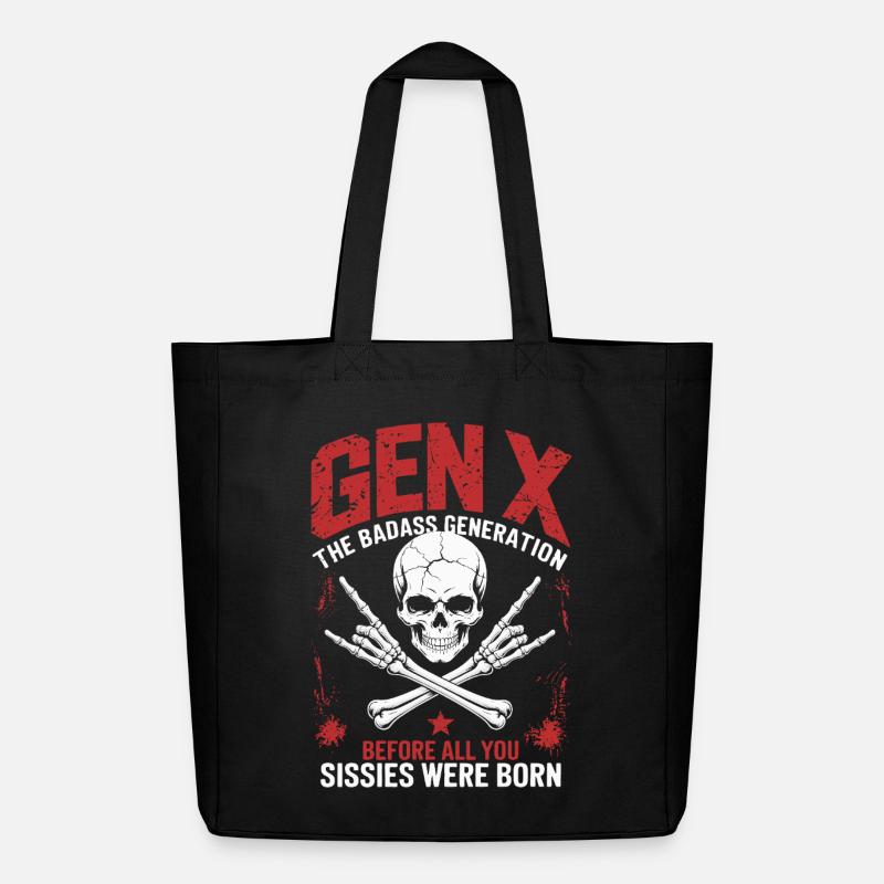 Gen X The Badass Generation Skull Design - Midweight recycelter Stoffbeutel von Stanley/Stella - Schwarz