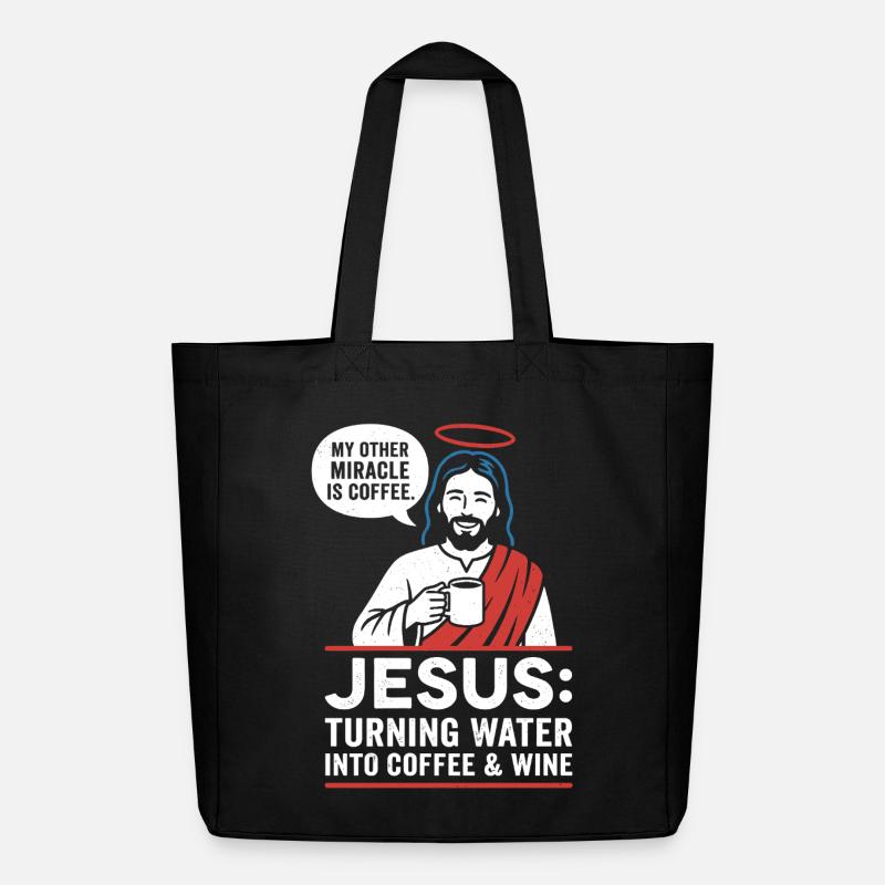 Jesus Kaffee-Wunder Grafik - Midweight recycelter Stoffbeutel von Stanley/Stella - Schwarz