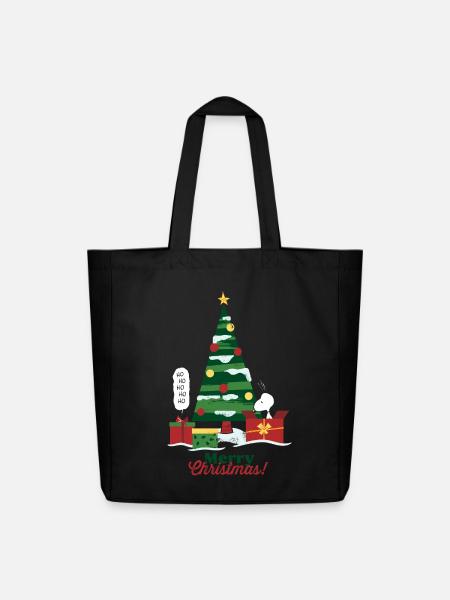 Peanuts Merry Christmas Mit Snoopy & Tannenbaum - Midweight recycelter Stoffbeutel von Stanley/Stella - Schwarz