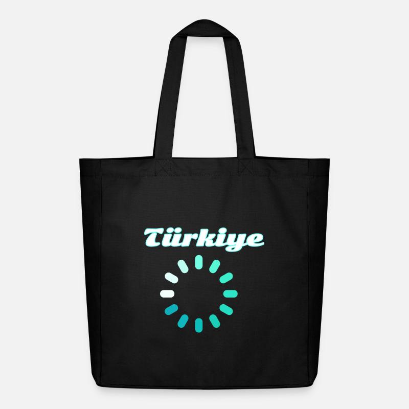 Turkey Charging Circle Turquoise - Midweight Recycled Tote Bag by Stanley/Stella - black