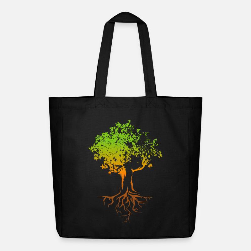 Baum Herbst Farben bunt Illustration Wald Natur - Midweight recycelter Stoffbeutel von Stanley/Stella - Schwarz