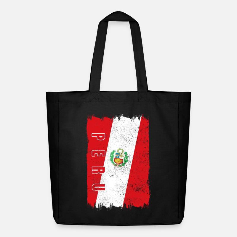 Peru Flagge - Midweight recycelter Stoffbeutel von Stanley/Stella - Schwarz