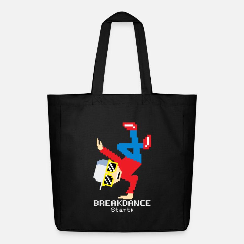 Pixel Breakdance B-Boy | Retro 8-Bit Hip Hop  - Midweight recycelter Stoffbeutel von Stanley/Stella - Schwarz