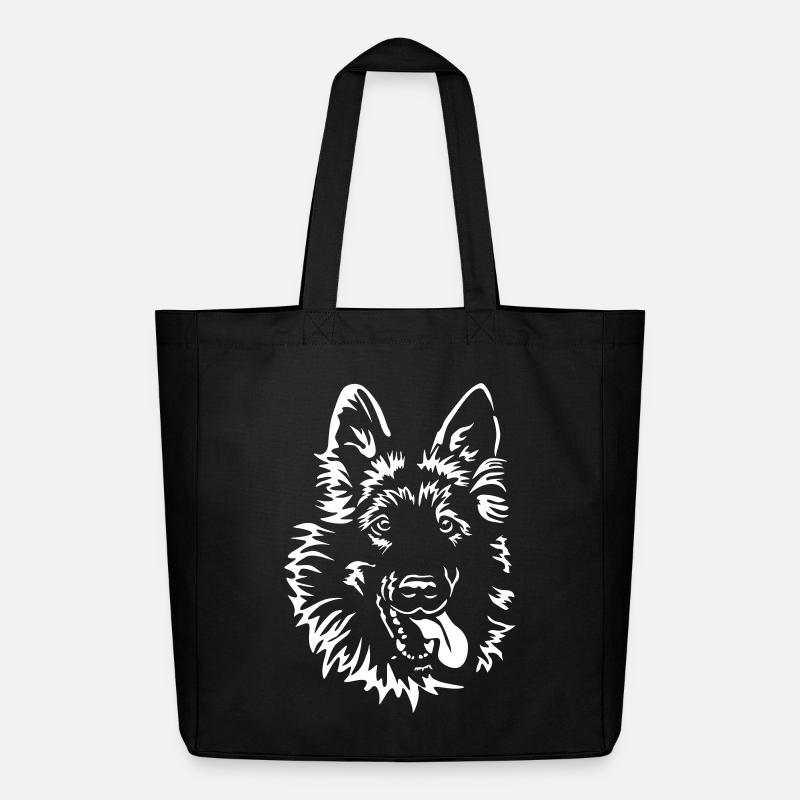 Deutscher Schäferhund Kopf "Black Edition" - Midweight recycelter Stoffbeutel von Stanley/Stella - Schwarz