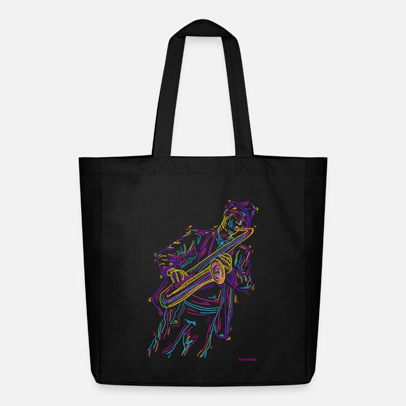 Saxophone jazz - Tote bag Stanley/Stella Midweight recyclé - noir