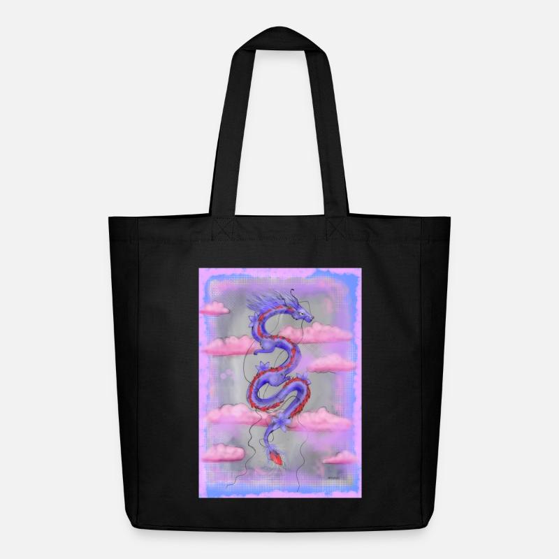 Mythischer Drachen in Wolkenlandschaft - Midweight recycelter Stoffbeutel von Stanley/Stella - Schwarz
