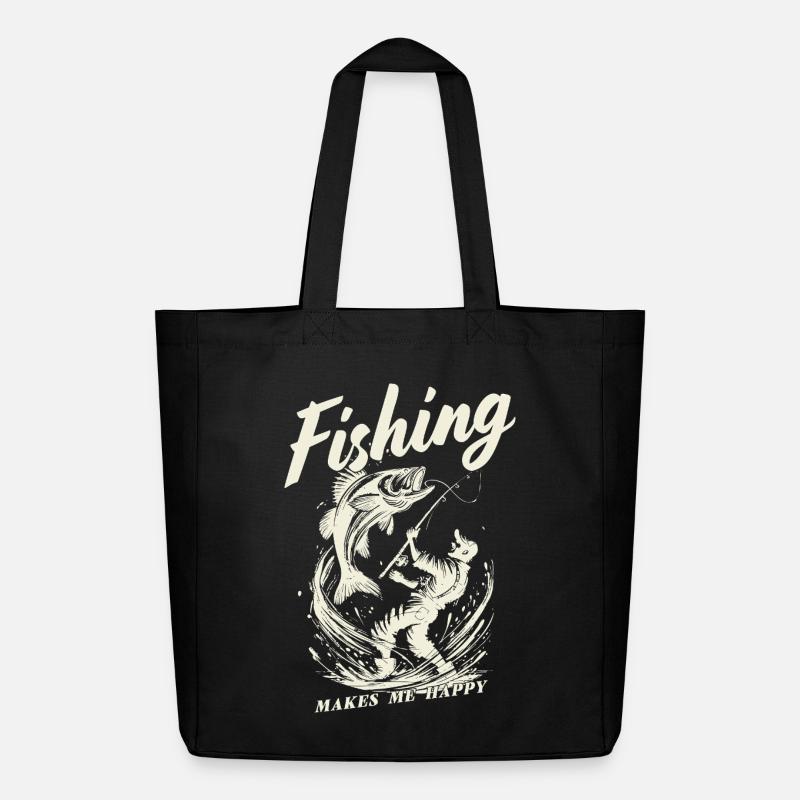 Fishing makes me happy - Midweight recycelter Stoffbeutel von Stanley/Stella - Schwarz