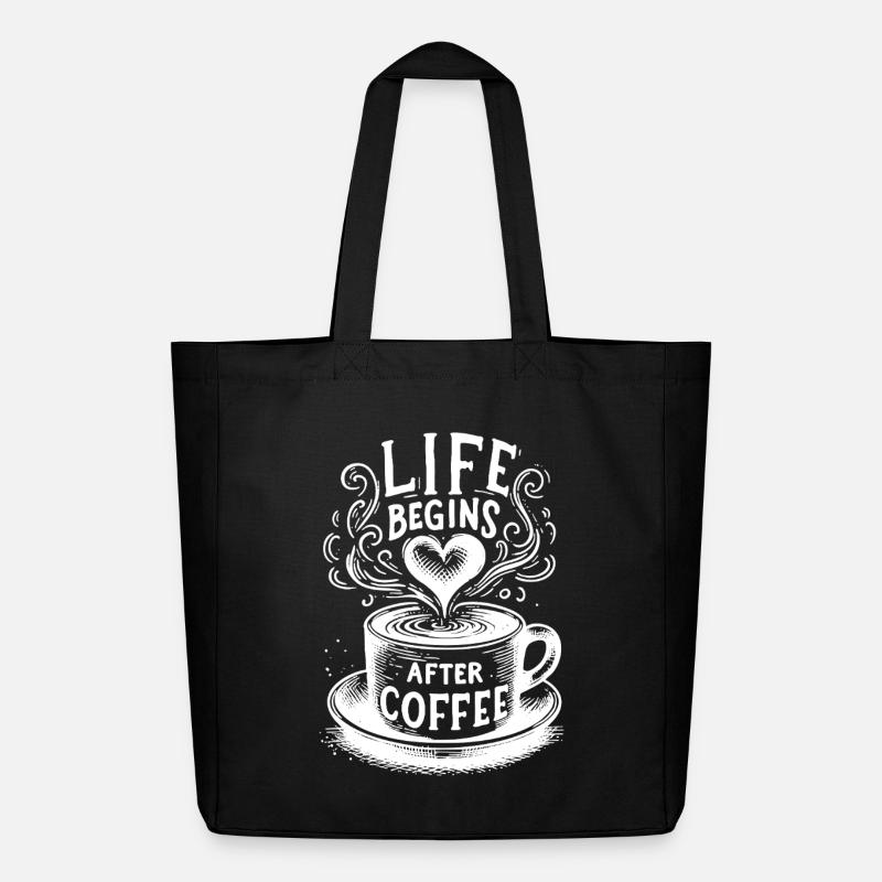 Life Begins After Coffee – Lustiger Kaffee Spruch - Midweight recycelter Stoffbeutel von Stanley/Stella - Schwarz