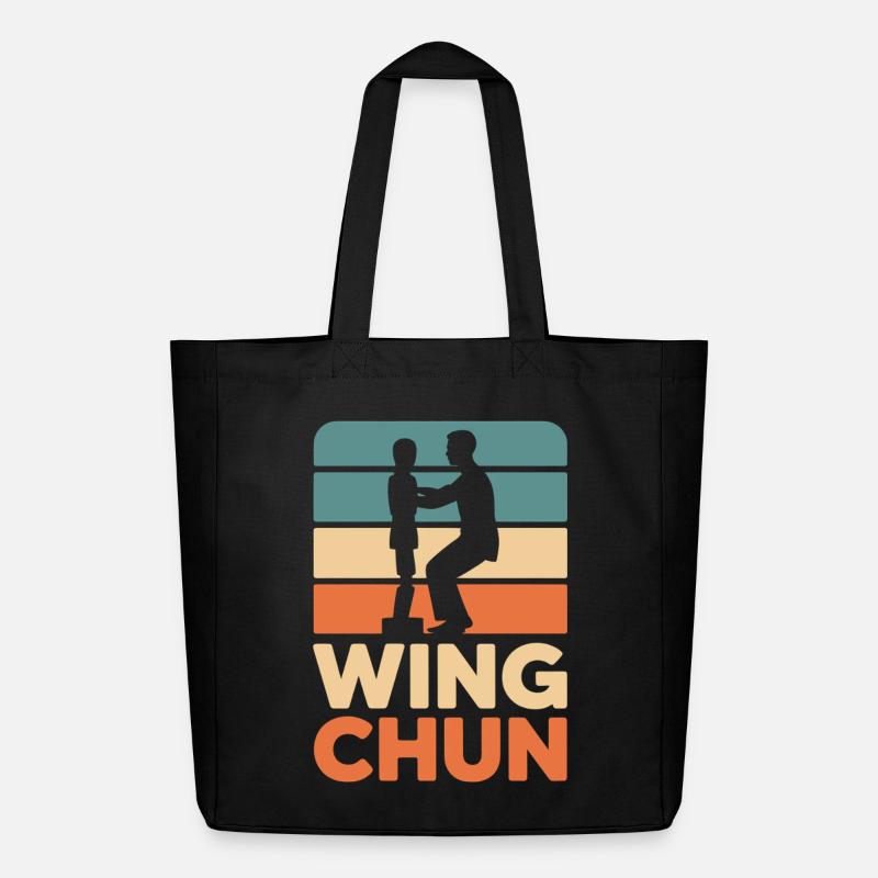 Wing Chun Retro-Silhouette - Midweight recycelter Stoffbeutel von Stanley/Stella - Schwarz