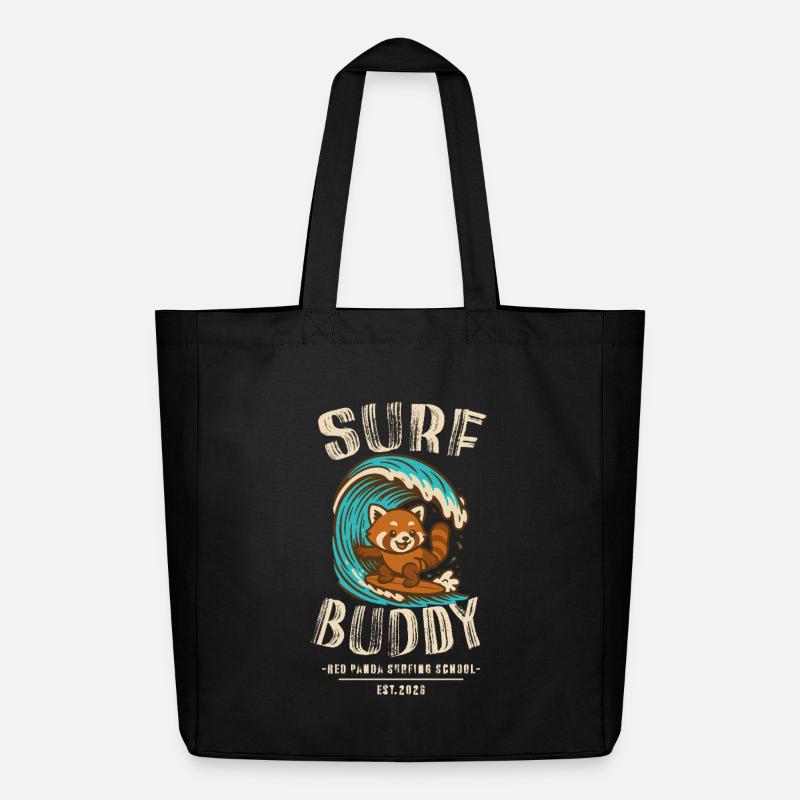 Surf Buddy, Freund auf dem Surfboard - Midweight recycelter Stoffbeutel von Stanley/Stella - Schwarz