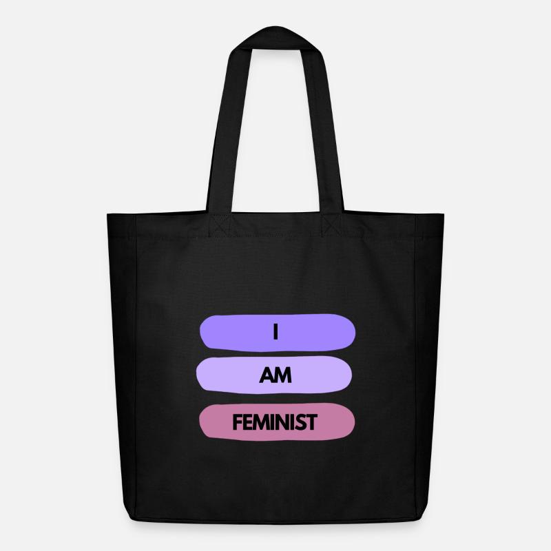 💜✊ I AM FEMINIST – Statement Shirt - Midweight recycelter Stoffbeutel von Stanley/Stella - Schwarz