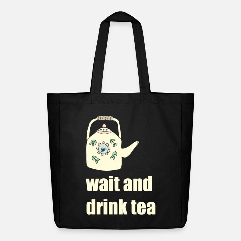 wait and drink tea - Midweight recycelter Stoffbeutel von Stanley/Stella - Schwarz