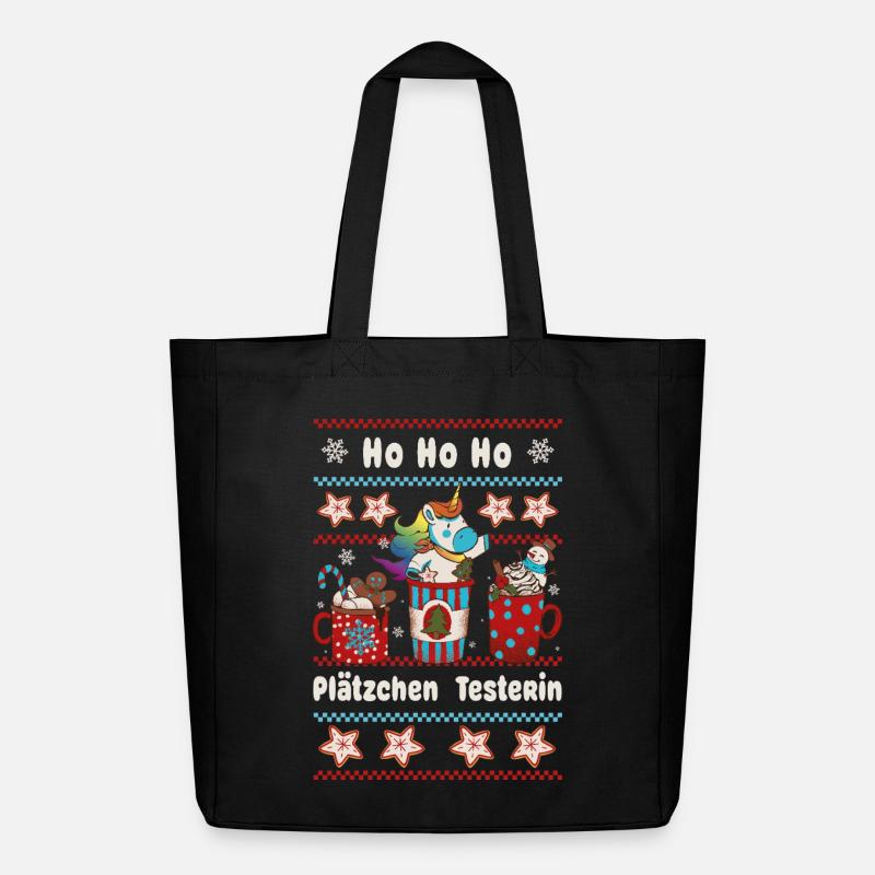 HO HO Plätzchen Testerin Weihnachten mit Einhorn - Midweight recycelter Stoffbeutel von Stanley/Stella - Schwarz