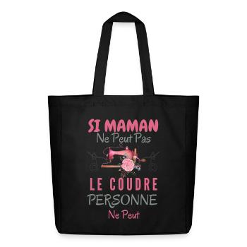Humour Maman couturière - Tote bag Stanley/Stella Midweight recyclé - noir - Devant