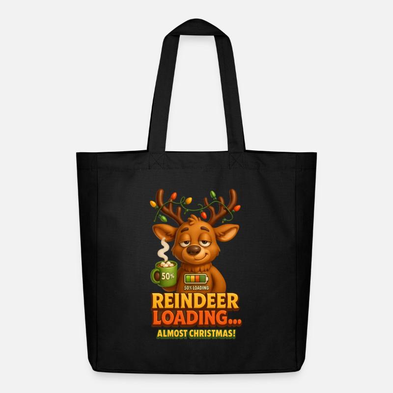 Reindeer Loading – Lustiges Weihnachts Rentier  - Midweight recycelter Stoffbeutel von Stanley/Stella - Schwarz