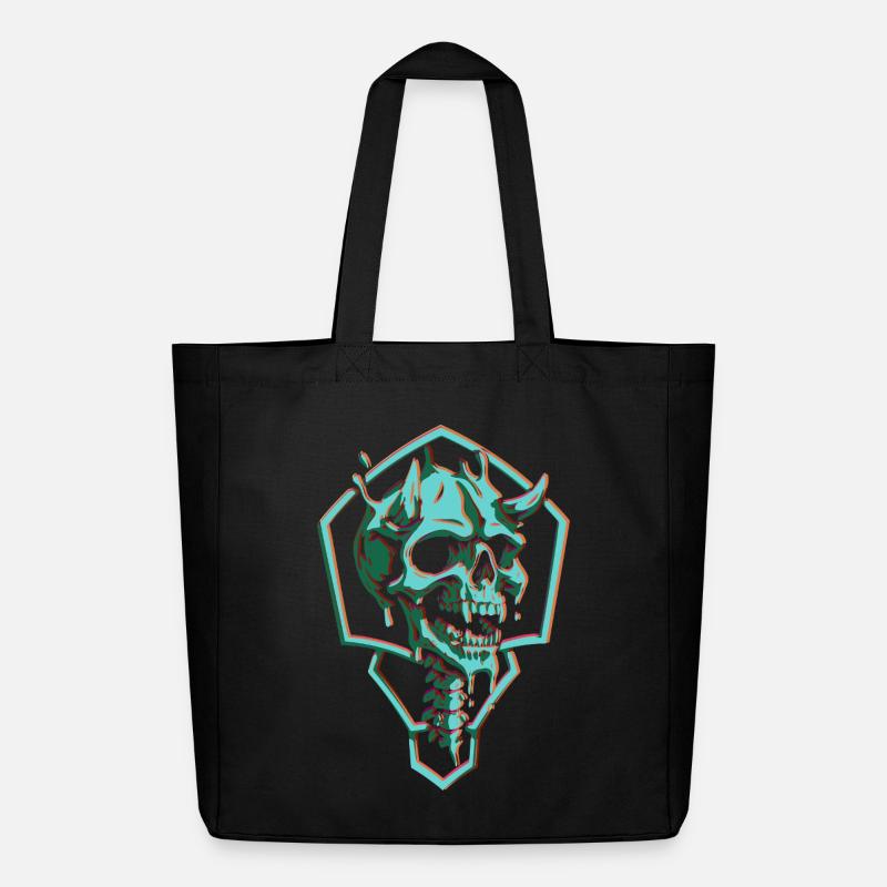 Crâne néon en hexagone - Tote bag Stanley/Stella Midweight recyclé - noir