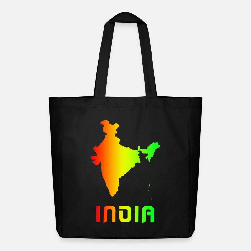 Indien Landkarten Regenbogen Design / Geschenk - Midweight recycelter Stoffbeutel von Stanley/Stella - Schwarz