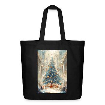 Aurora Blue Weihnachtskathedrale - Midweight recycelter Stoffbeutel von Stanley/Stella - Schwarz - Vorne