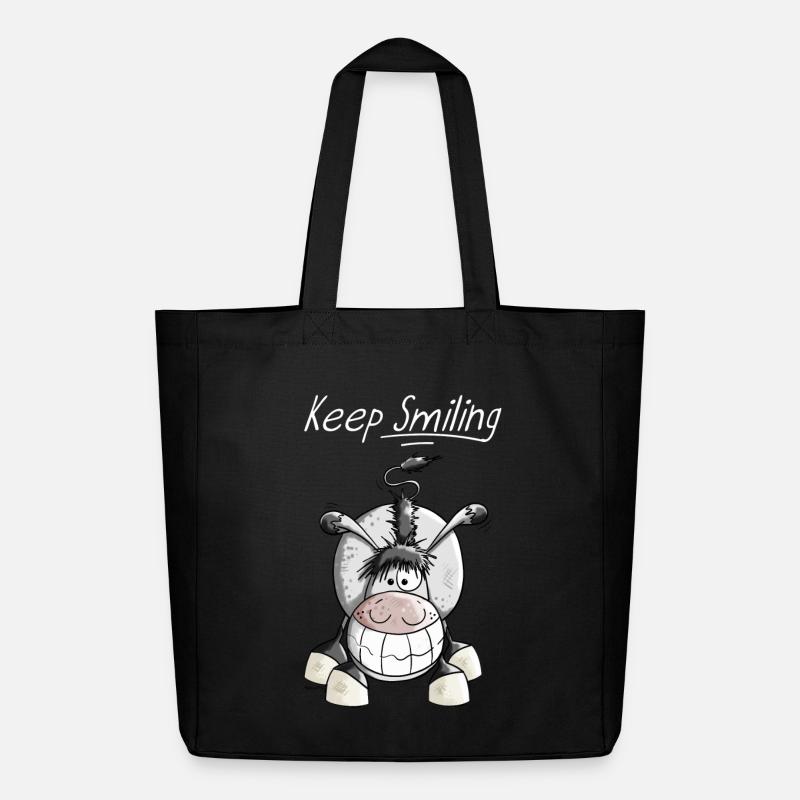 Keep Smiling Esel - Midweight recycelter Stoffbeutel von Stanley/Stella - Schwarz