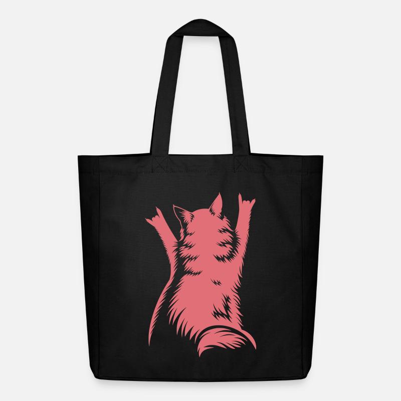 Rock Cat Back View – Devil Horns - Midweight Recycled Tote Bag by Stanley/Stella - black