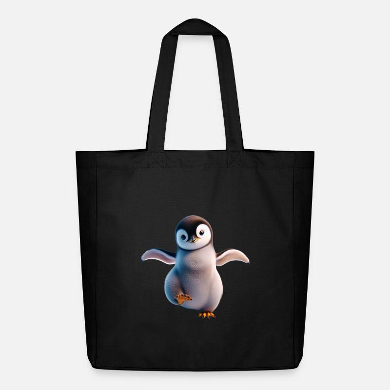 Ein fröhlich tanzender Pinguin - Midweight recycelter Stoffbeutel von Stanley/Stella - Schwarz
