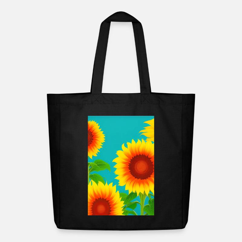 Sonnenblumen - Midweight recycelter Stoffbeutel von Stanley/Stella - Schwarz
