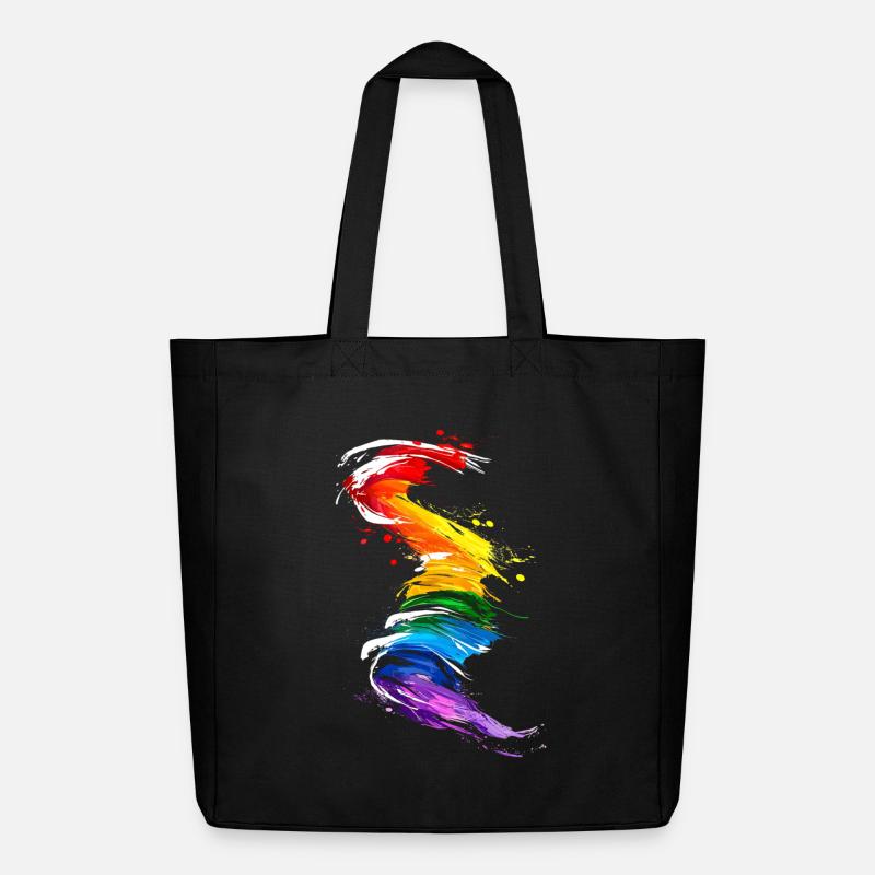 Abstraktes Regenbogen Pride Tornado Design - Lebendig - Midweight recycelter Stoffbeutel von Stanley/Stella - Schwarz